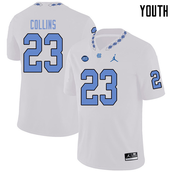 Jordan Brand Youth #23 Cayson Collins North Carolina Tar Heels College Football Jerseys Sale-White